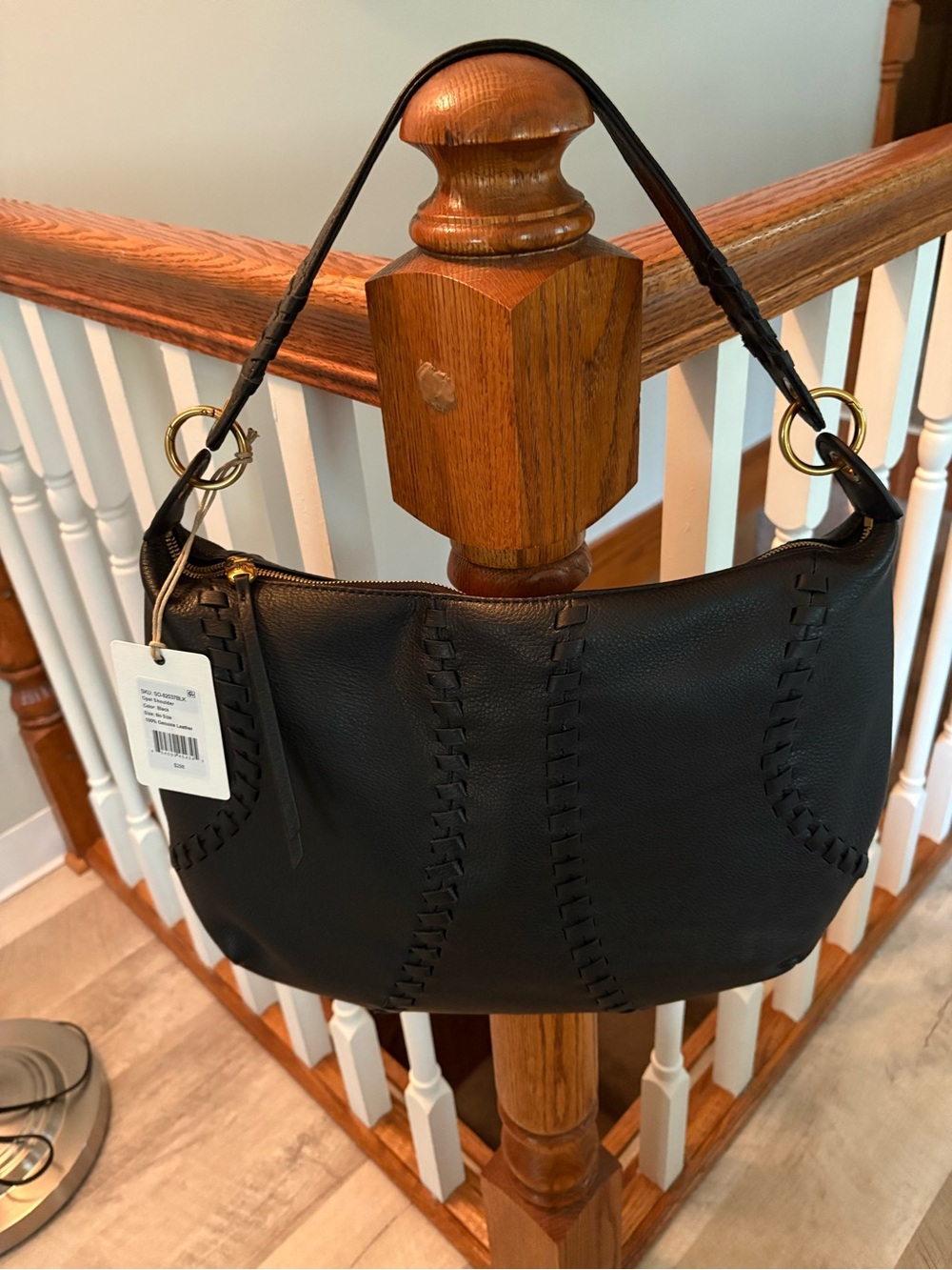 NWT HOBO Opal Black Pebbled Leather Shoulder Bag $298